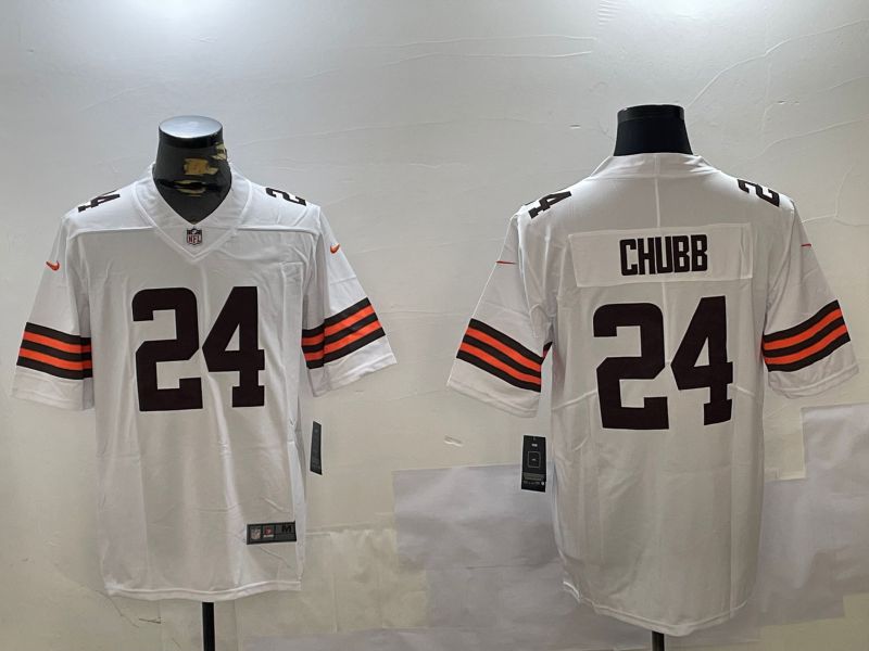 Men Cleveland Browns #24 Chubb White Second generation 2024 Nike Limited NFL Jersey style 1->new orleans saints->NFL Jersey